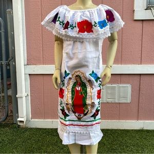 Virgin Mary Mexican Dress, Girls Size 10/ Vestido Mexicano